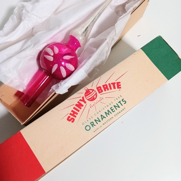 Vintage 50s Shiny Brite German Mercury Glass Hot Pink Christmas Tree Topper - Picture 5 of 8